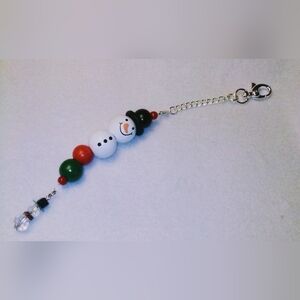 Festive Snowman Beaded Book Binder Charm Handmade